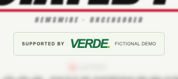 Close-up of the proposed VERDE sponsor marker directly beneath the APNU masthead